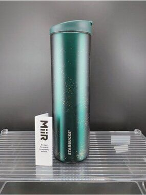 Starbucks Miir Green Tumbler With Gold Speck Design 16oz